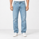 Light wash cotton blend straight jeans - AntoniosClothing - Light blue