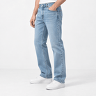 Light wash cotton blend straight jeans - AntoniosClothing - Light blue