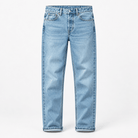 Light wash cotton blend straight jeans - AntoniosClothing - Light blue