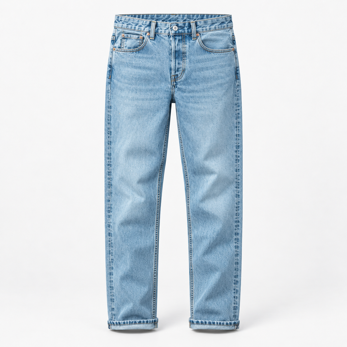 Light wash cotton blend straight jeans in light blue, product cover