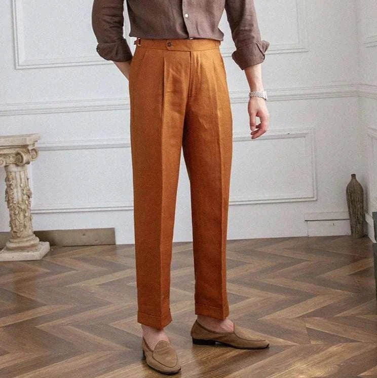 Lightweight italian high - waist trousers - Antonios