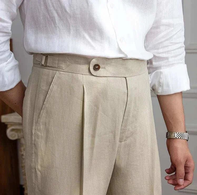 Lightweight italian high - waist trousers - Antonios
