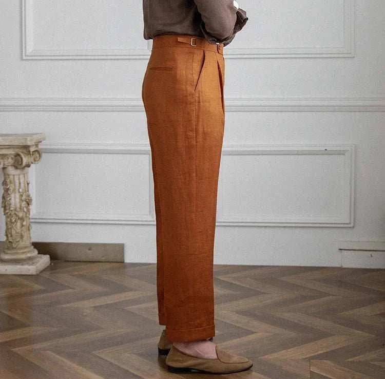 Lightweight italian high - waist trousers - Antonios