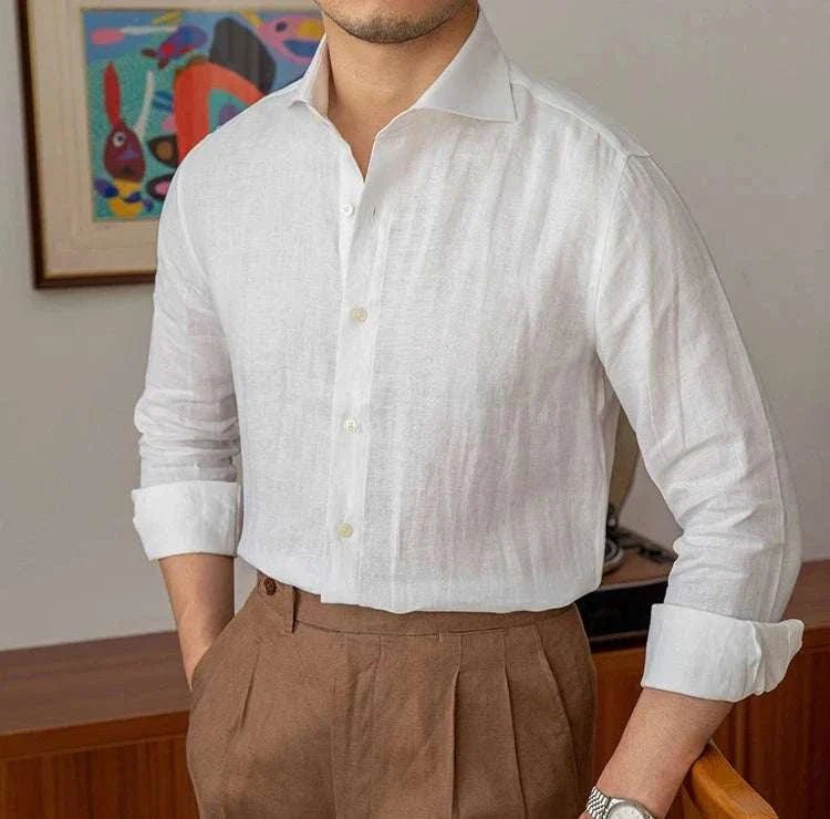 Lightweight linen long - sleeve shirt - Antonios