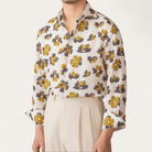 Linen beach printed long - sleeve shirt - Antonios