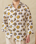 Linen beach printed long - sleeve shirt - Antonios