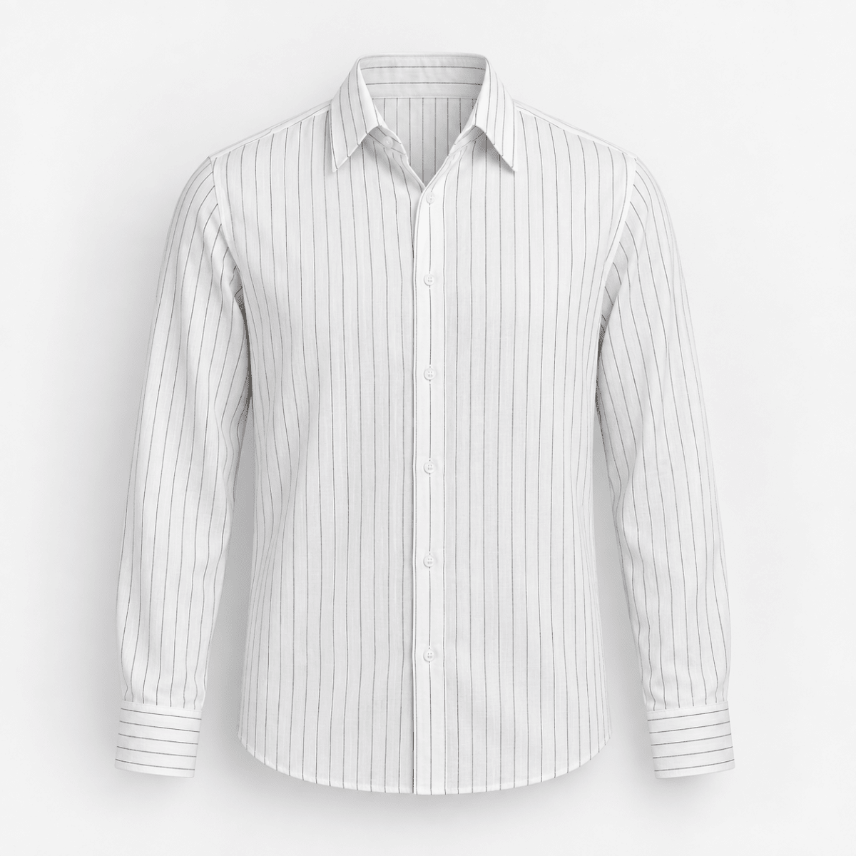 Linen blend pinstripe shirt - AntoniosClothing - White