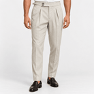 Linen blend pleated trousers - AntoniosClothing - Ivory