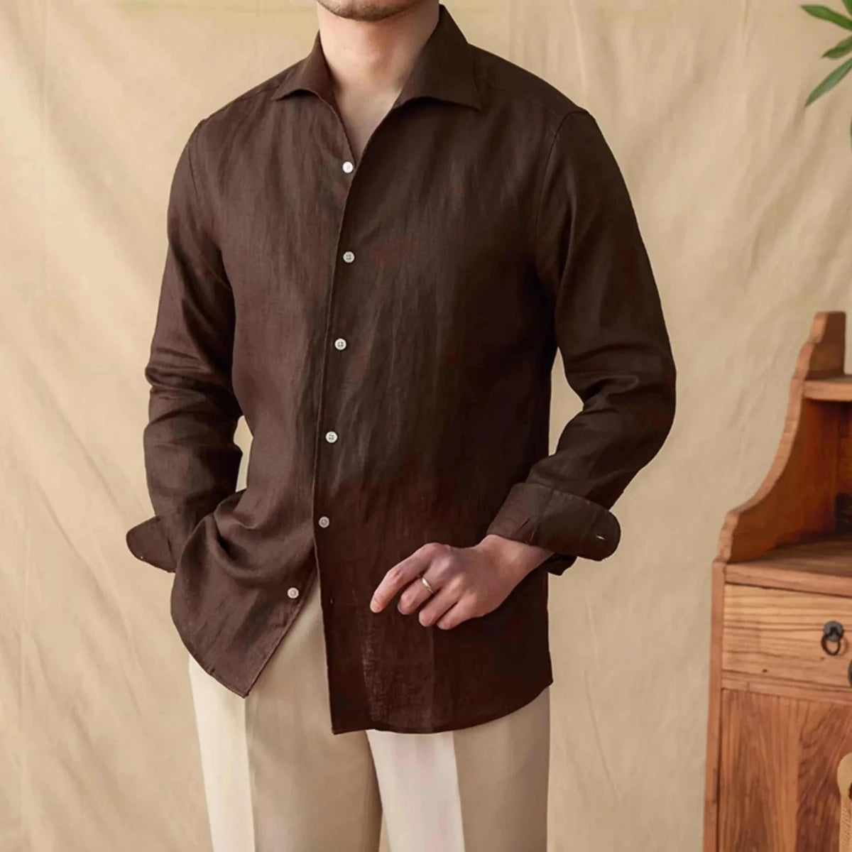 Linen elegant shirt long sleeve - Antonios