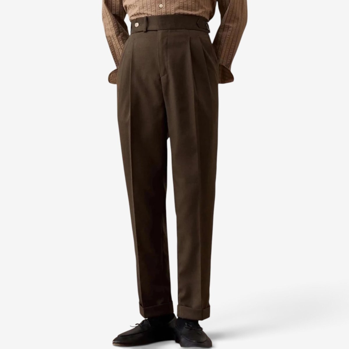 Linen italian gentleman trousers - AntoniosClothing - Coffee