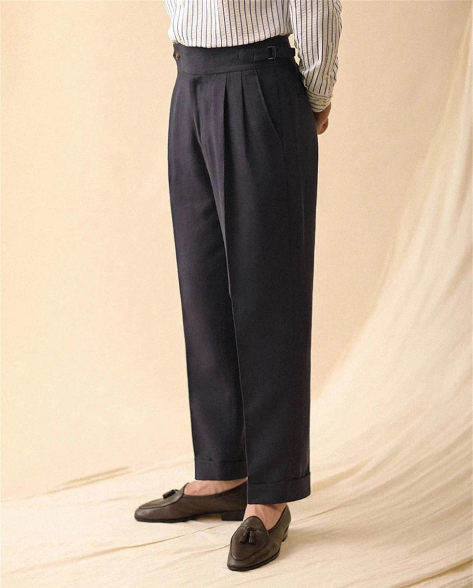 Linen straight fit business pants - Antonios