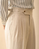 Linen straight fit business pants - Antonios