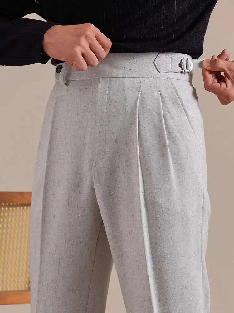 Linen straight fit suit pants - Antonios