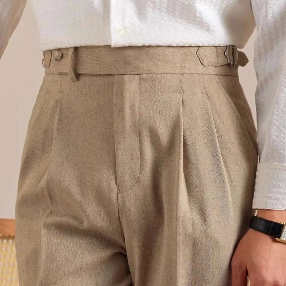 Linen straight fit suit pants - Antonios