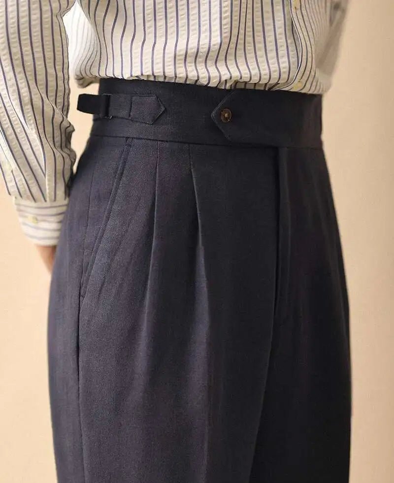 Linen summer high - waist elegant trousers - Antonios