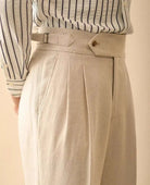 Linen summer high - waist elegant trousers - Antonios
