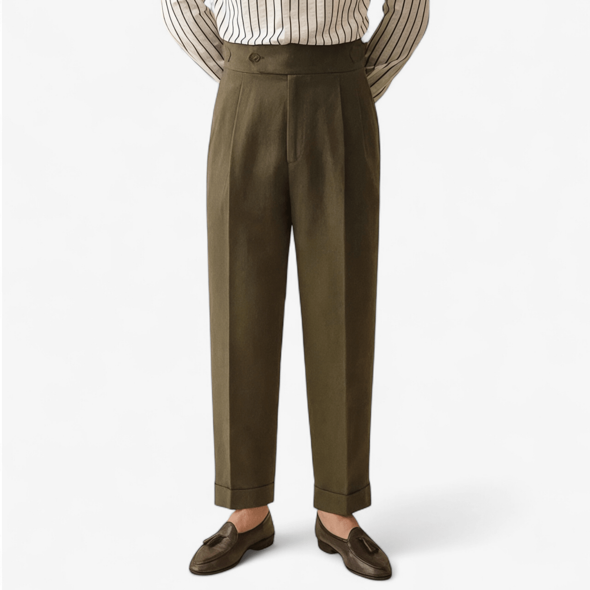 Linen summer high - waist elegant trousers - Antonios