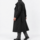 Long double breasted trench coat with a belt - AntoniosClothing - Black