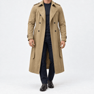 Long double breasted trench coat with a belt - AntoniosClothing - Khaki