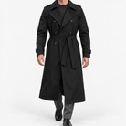 Long double breasted trench coat with a belt - AntoniosClothing - Black