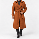 Long double breasted trench coat with a belt - AntoniosClothing - Burnt orange