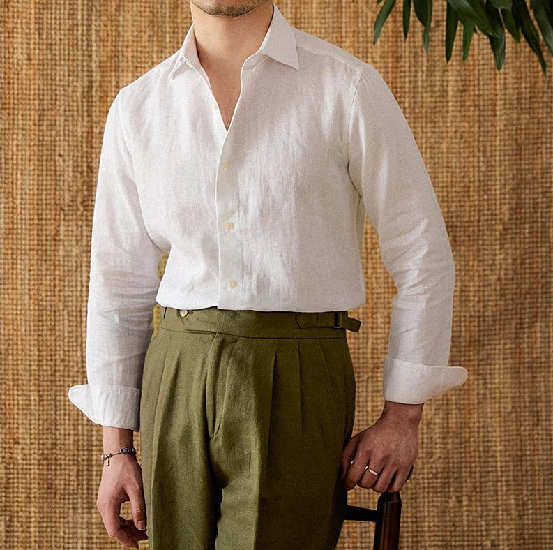 Long sleeve eight - collar breathable light luxury casual shirt - Antonios