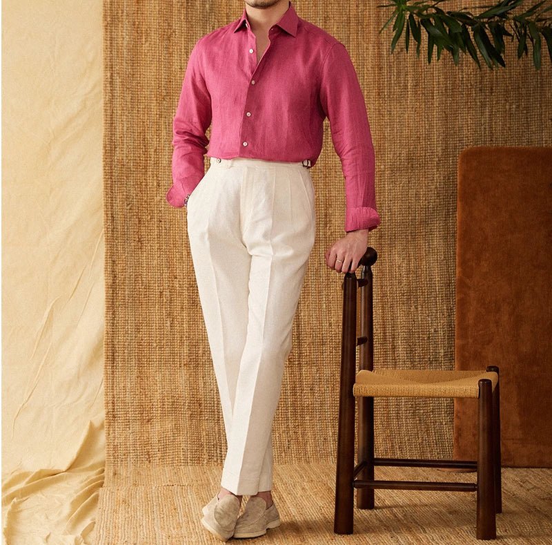 Long sleeve eight - collar breathable light luxury casual shirt - Antonios