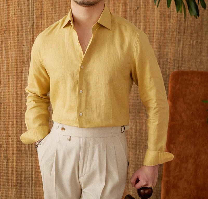 Long sleeve eight - collar breathable light luxury casual shirt - Antonios