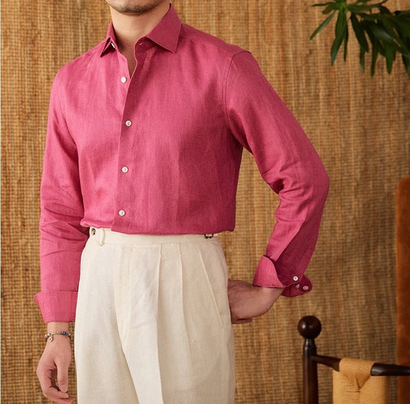 Long sleeve eight - collar breathable light luxury casual shirt - Antonios