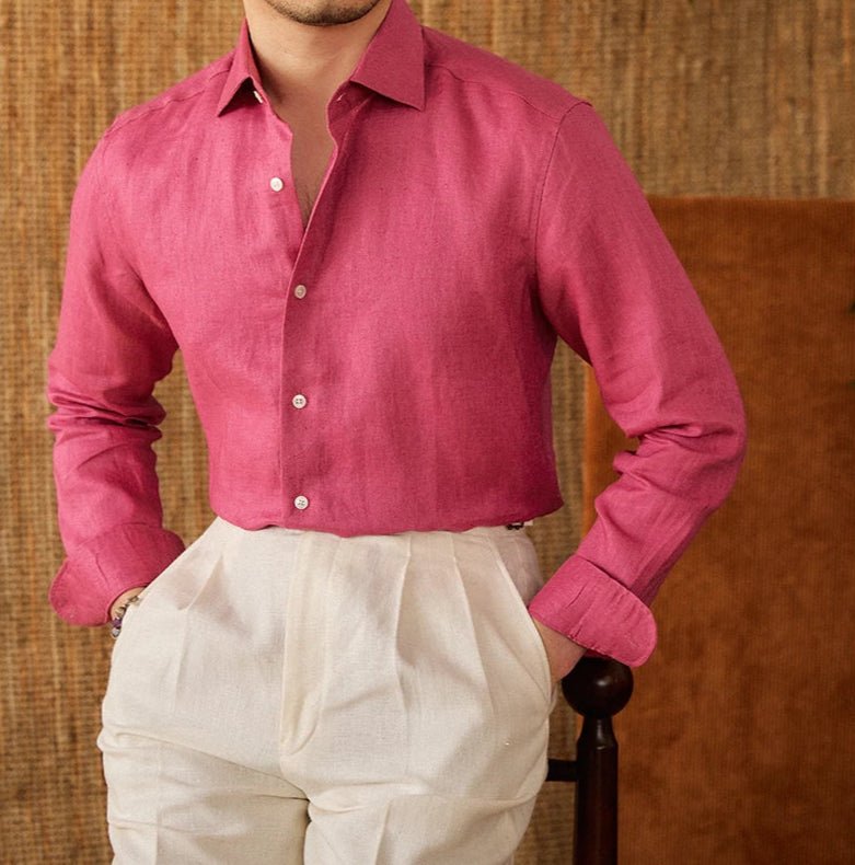 Long sleeve eight - collar breathable light luxury casual shirt - Antonios