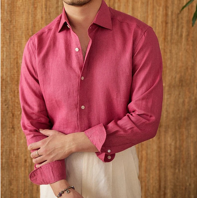 Long sleeve eight - collar breathable light luxury casual shirt - Antonios