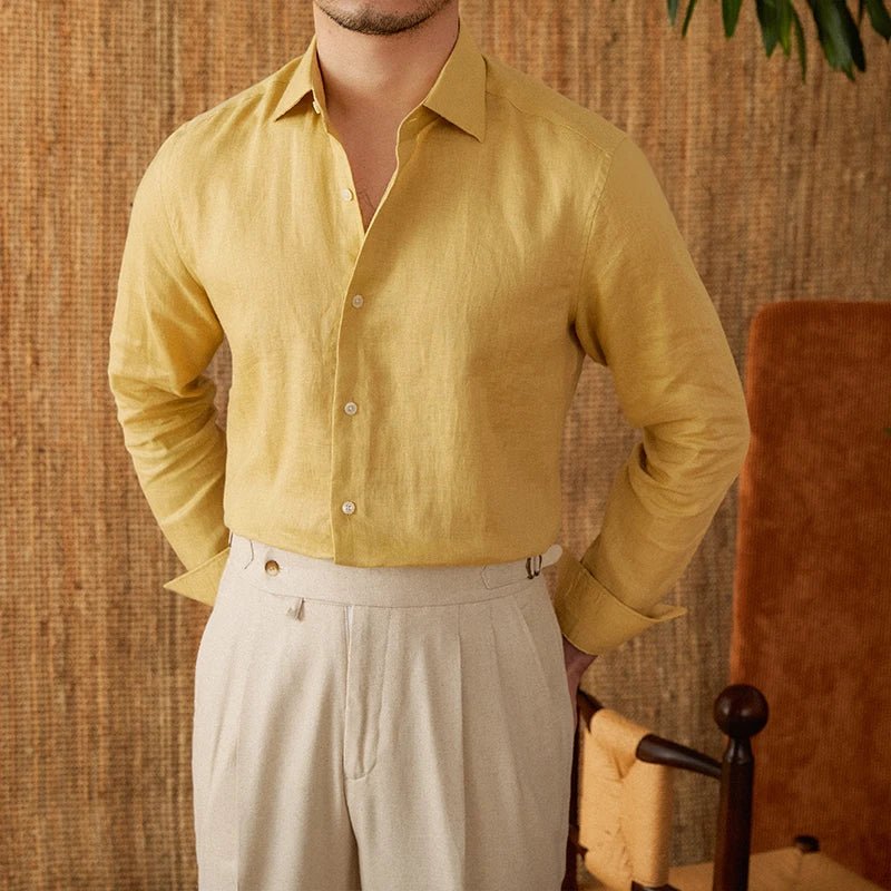 Long sleeve eight - collar breathable light luxury casual shirt - Antonios