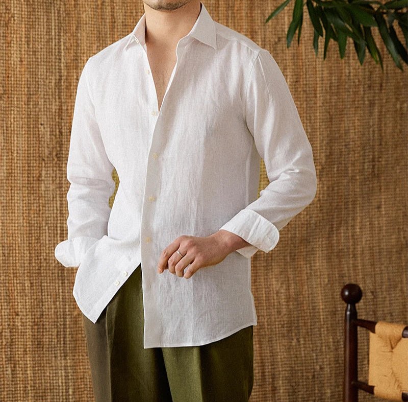 Long sleeve eight - collar breathable light luxury casual shirt - Antonios