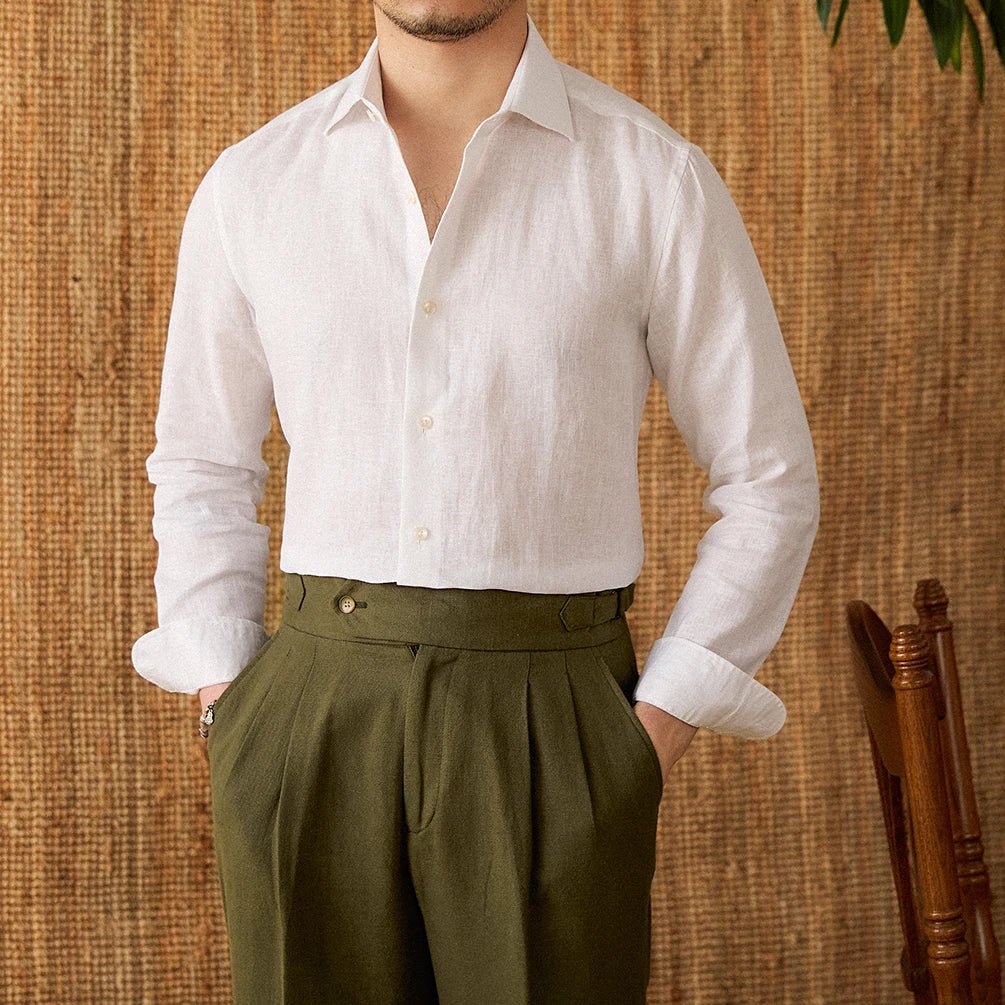 Long sleeve eight - collar breathable light luxury casual shirt - Antonios