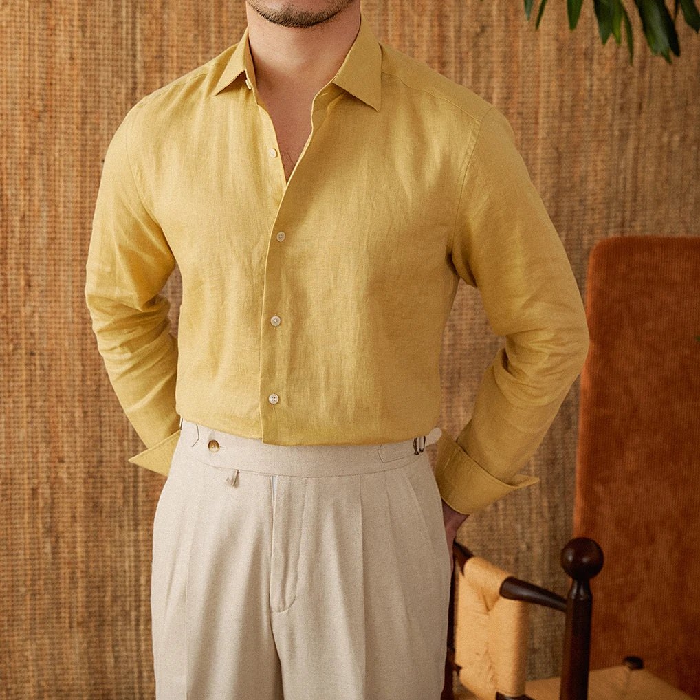 Long sleeve eight - collar breathable light luxury casual shirt - Antonios