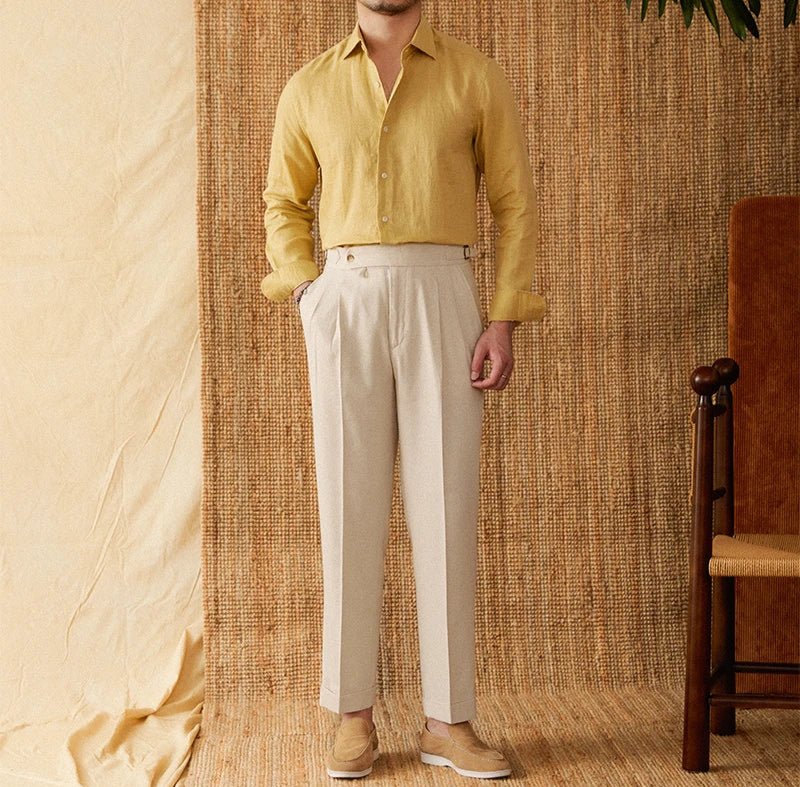 Long sleeve eight - collar breathable light luxury casual shirt - Antonios