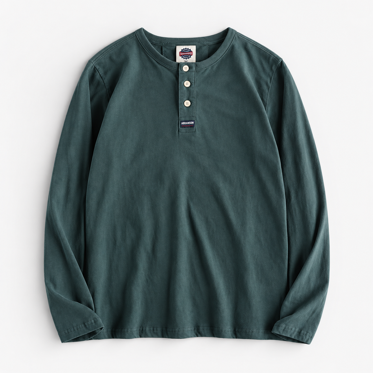 Cotton button-neck sweater — Dark green