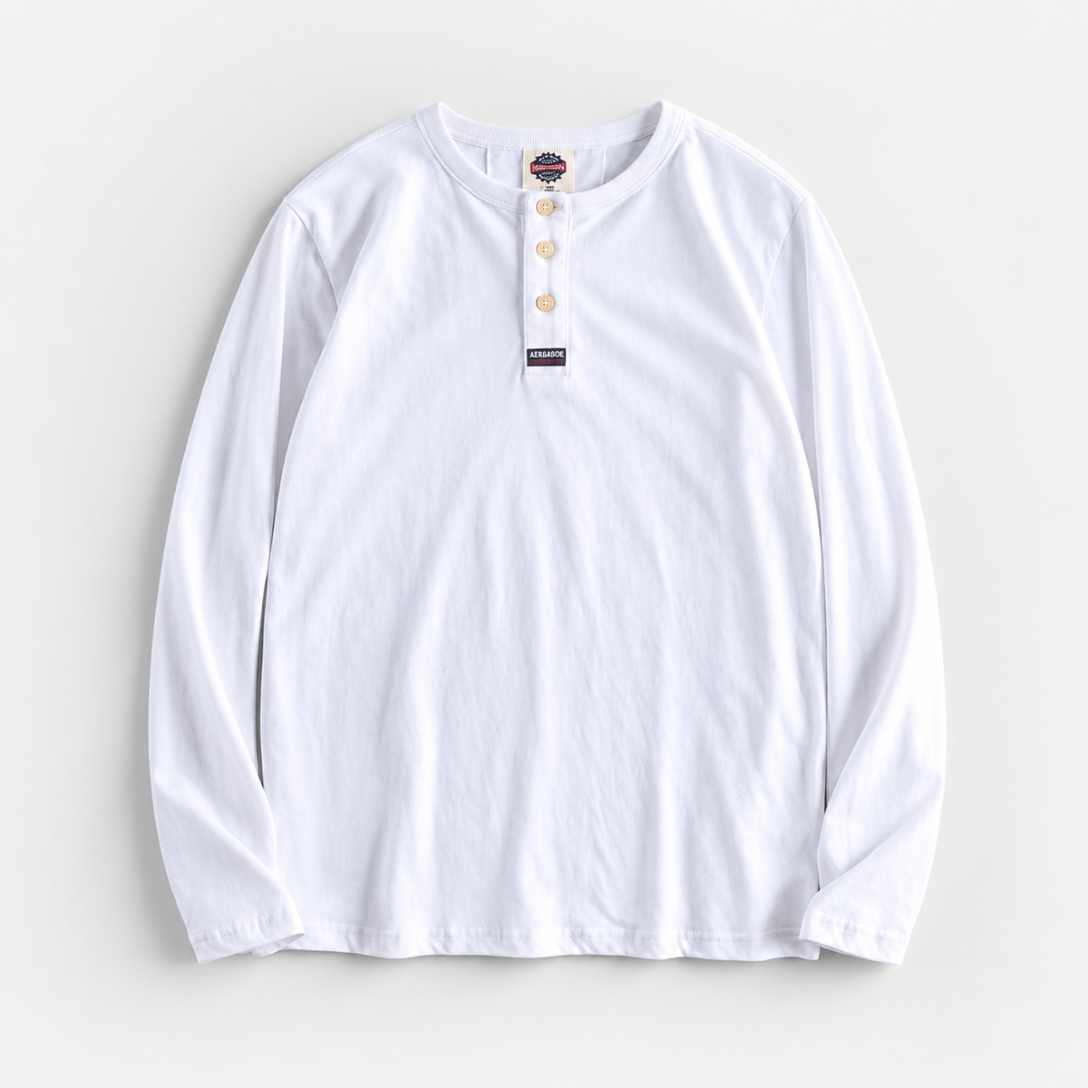 Cotton button-neck sweater — White