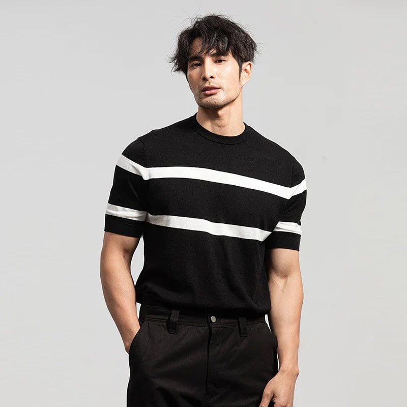 Luxury knit o - neck short sleeve t-shirt - Antonios