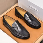 Luxury penny slip on genuine leather loafers - Antonios