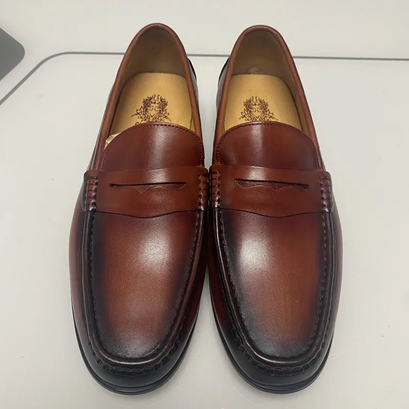 Luxury penny slip on genuine leather loafers - Antonios