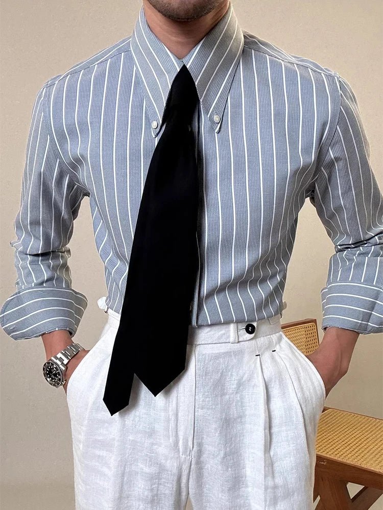 Luxury silk polo shirt long sleeve classic - Antonios