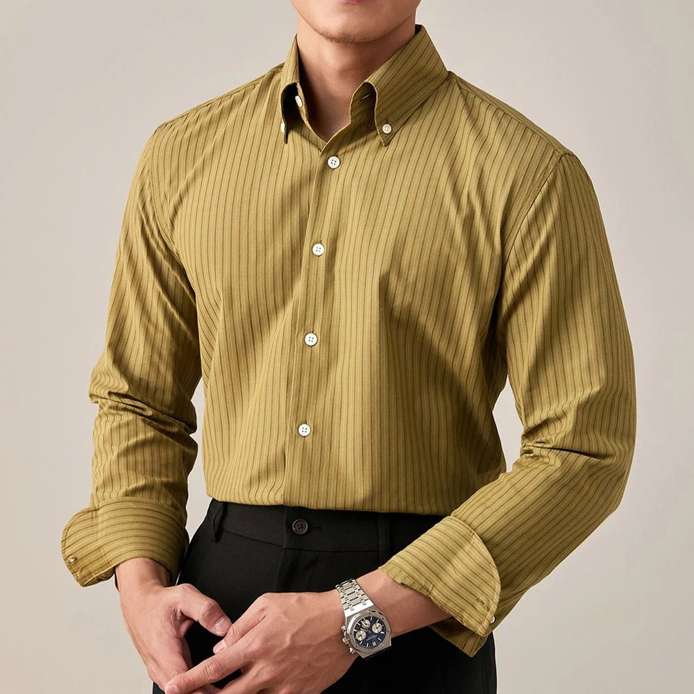 Luxury striped button up shirt formal business style - Antonios