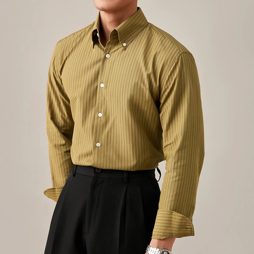 Luxury striped button up shirt formal business style - Antonios