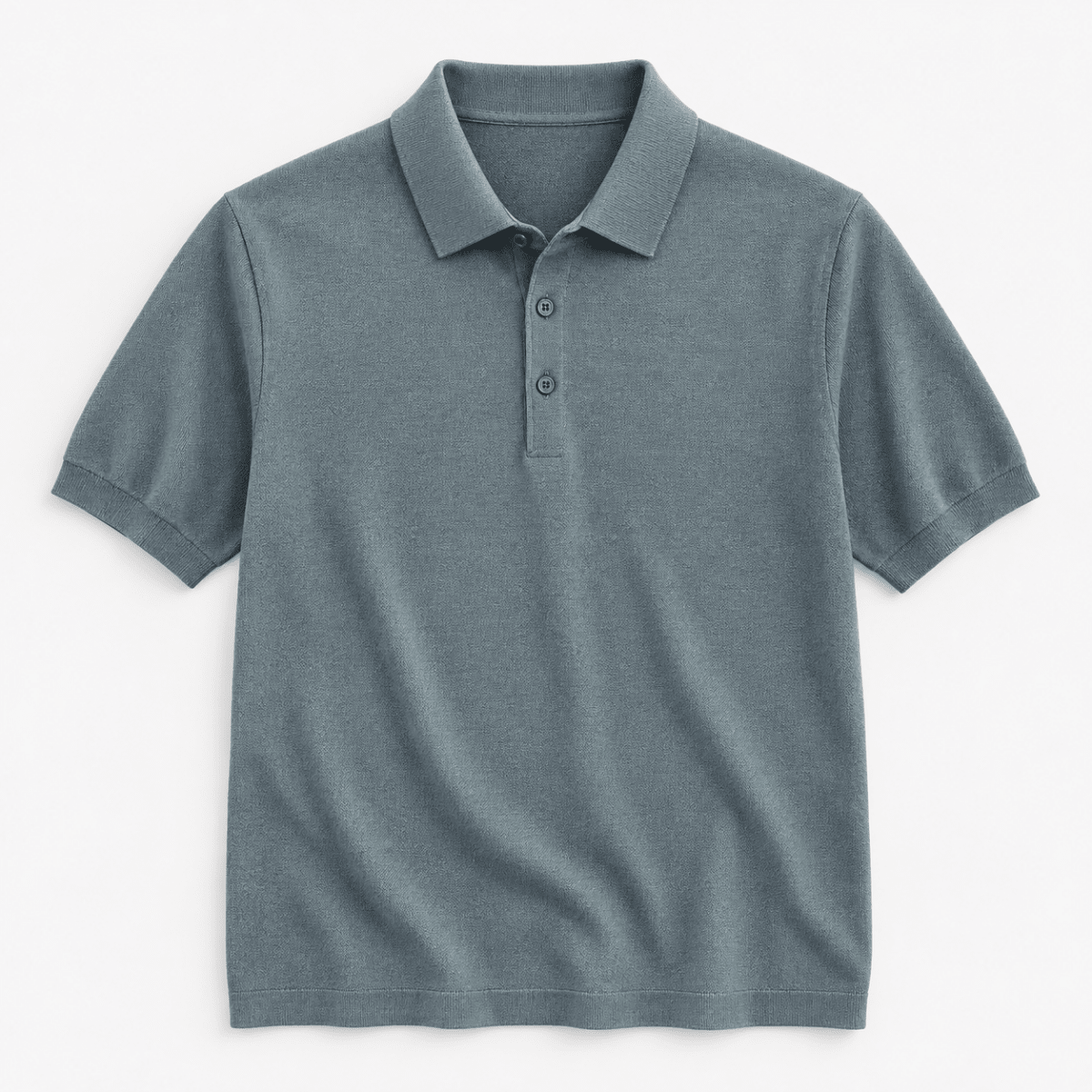 Lyocell silk polo with a fine textured knit - AntoniosClothing - Blue gray