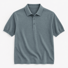 Lyocell silk polo with a fine textured knit - AntoniosClothing - Blue gray