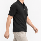 Lyocell silk polo with a fine textured knit - AntoniosClothing - Black