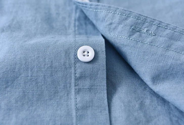 Mandarin collar retro casual japanese style cotton linen shirt - Antonios