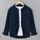 Mandarin collar retro casual japanese style cotton linen shirt - Antonios