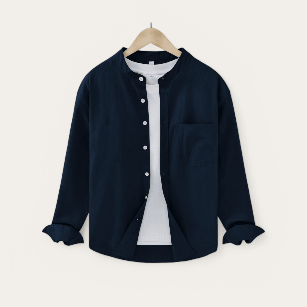 Mandarin collar retro casual japanese style cotton linen shirt - Antonios